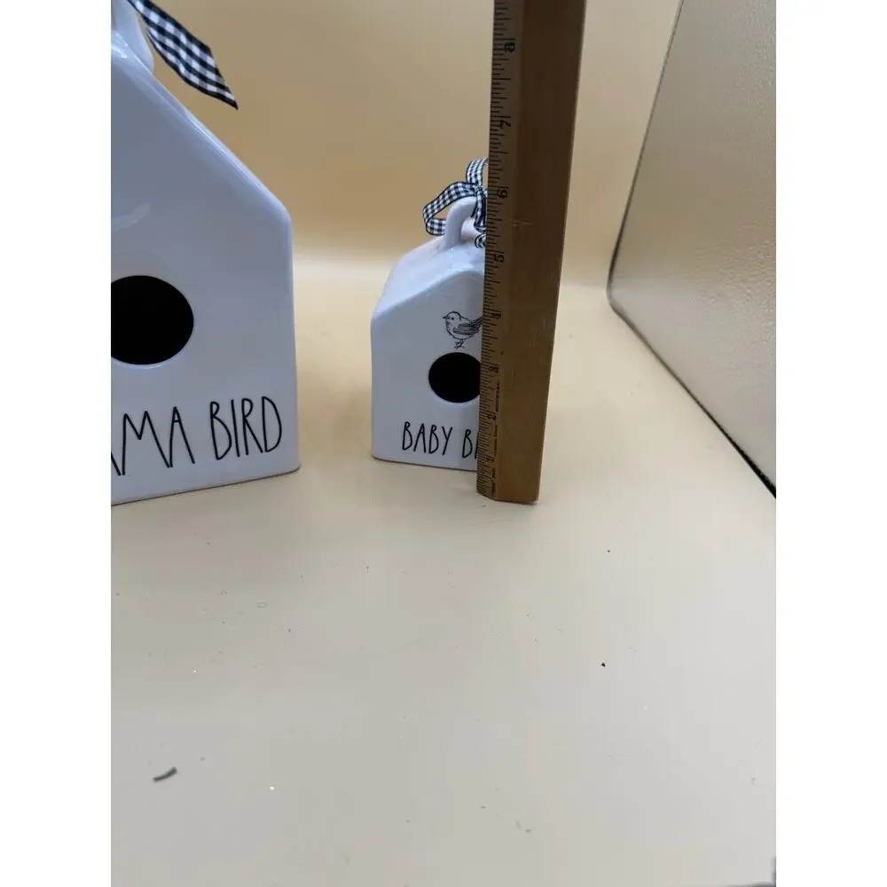 Rae Dunn MAMA BIRD & BABY BIRD Birdhouse Set Farmhouse Decor